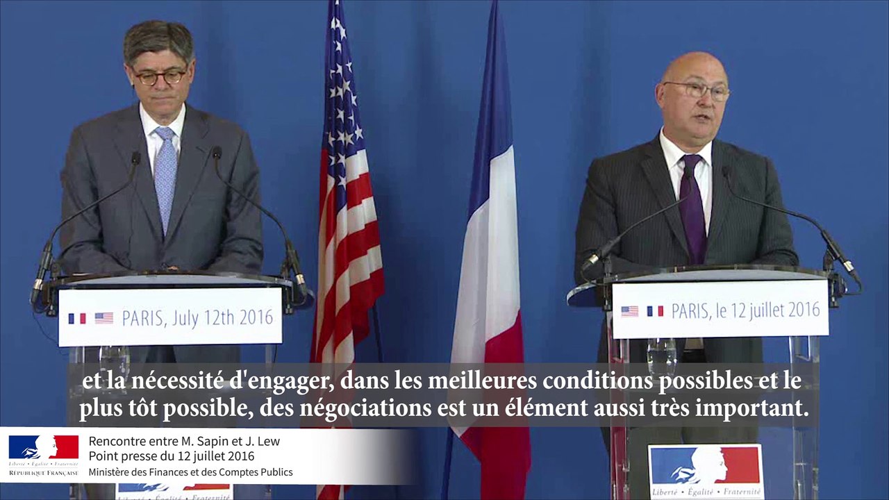 Archive - Résumé du point presse de Michel Sapin et Jack Lew