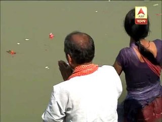 Durga pratima emersion at Judges Ghat of Ganga