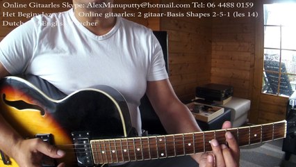 Les 14 Jazz 2-5-1 Basis uitleg Gitaar 2 basis shapes online gitaarles Skype alexmanuputty@hotmail.com