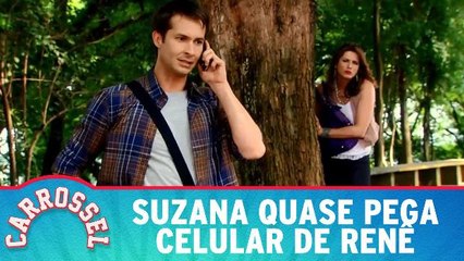 Suzana quase pega celular de Renê