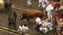 Un herido por asta de toro en el séptimo encierro de los Sanfermines