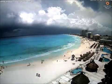 Timelapse Shows Clouds Forming Over Cancun Beach