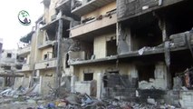 داريا 23-10-2013 دمار هائل في المباني السكنية جراء القصف العنيف على المنطقة الجنوبيةجـ2