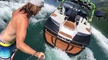 Wakesurfing en ghostriding derrière un bateau