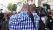 Andrea Leadsom mobbed by the press as she arrives to start new job