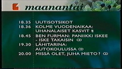 YLE TV1 Ohjelman jälkeen ja Ohjelmatietoja