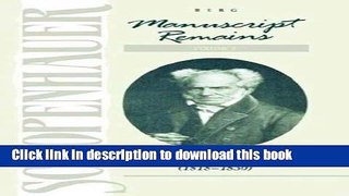 Download Manuscript Remains, Volume III: Berlin Manuscripts (1818-1830)  Ebook Free