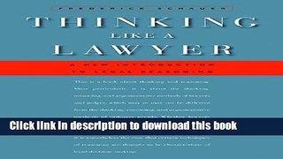 Download Thinking Like a Lawyer: A New Introduction to Legal Reasoning  PDF Free