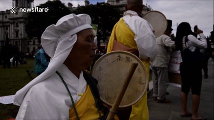 Buddhist monks join anti-nuclear weapons demo in London