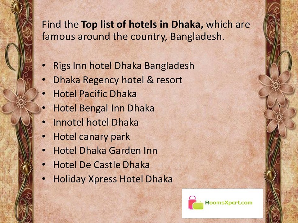 Top List of Hotels in Dhaka, Bangladesh