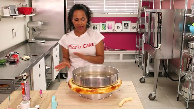 How To Make A PIZZA CAKE! Buttercream sauce, candy toppings and brûléed fondant crust!|NoneTV