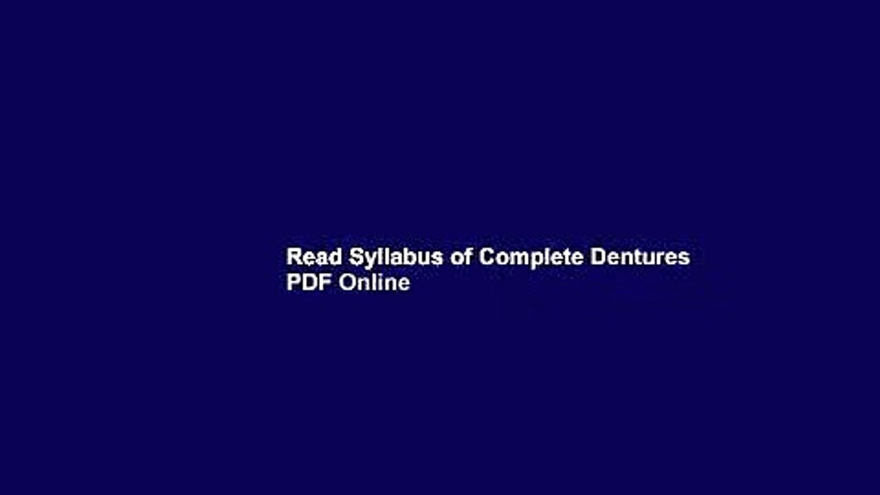 Read Syllabus of Complete Dentures  PDF Online