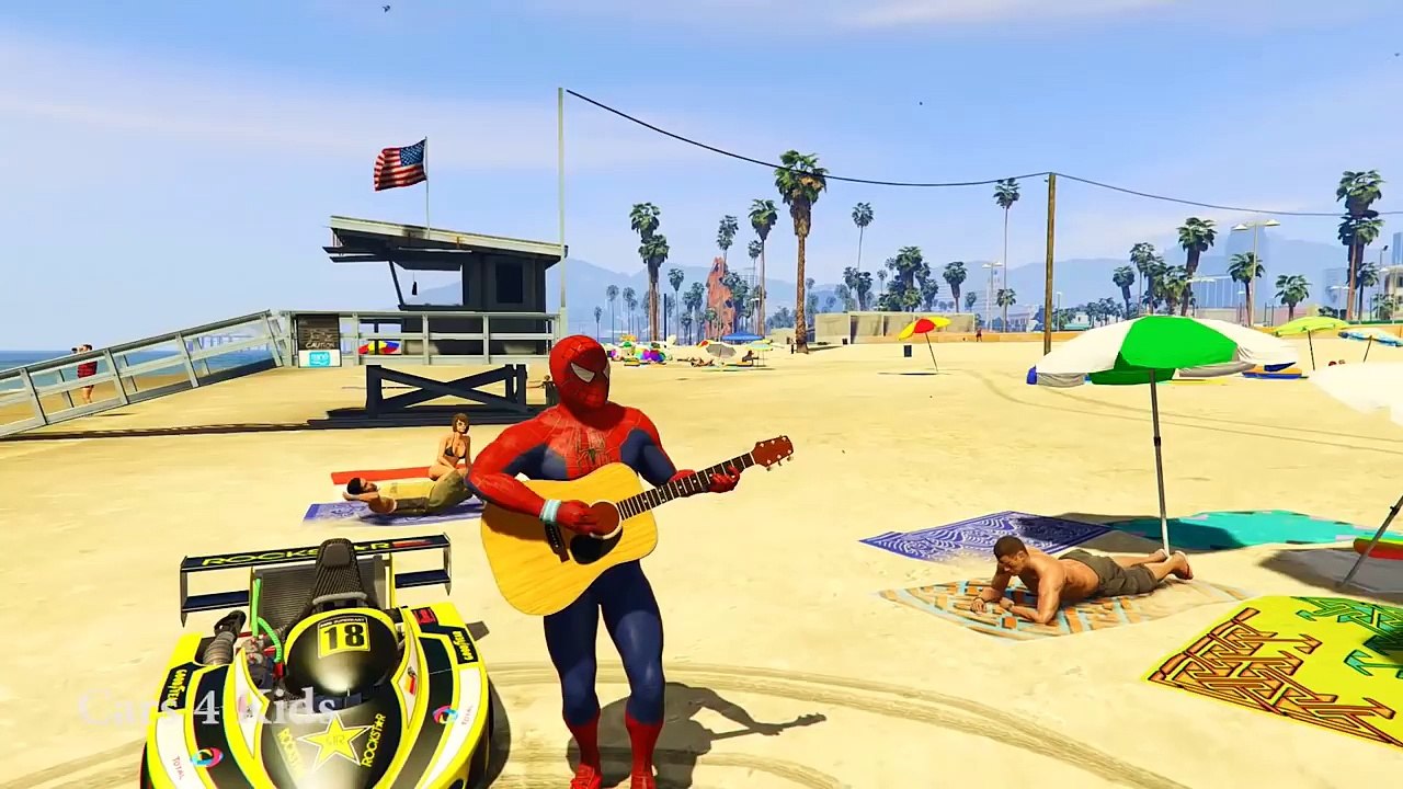 FUN Spiderman Cartoon Cars for Kids Superhero Movie and Children Nursery Rhymes Songs