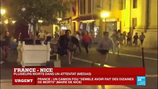 Images amateur - Attaque terroriste à Nice - Un camion fonce dans la foule - 30 morts évoqués