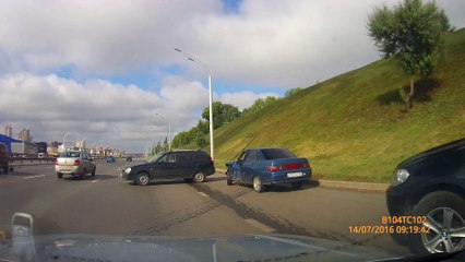 Car Rolls Onto Highway