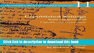 Read Unpublished Writings from the period of Unfashionable Observations: Volume 11 (The Complete