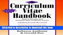 Download The Curriculum Vitae Handbook: How to Present and Promote Your Academic Career Ebook PDF