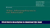 Download Kant: The Metaphysics of Morals (Cambridge Texts in the History of Philosophy)  PDF Free