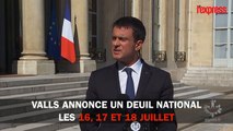 Attentat à Nice: Valls annonce un deuil national les 16, 17 et 18 juillet