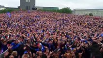 Iceland fans celebrate in Reykjavik after team knocked England out of Euro 2016