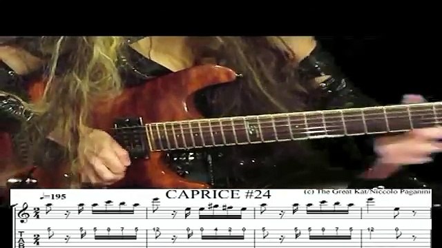 THE GREAT KAT SHREDS PAGANINI'S CAPRICE #24 WITH GUITAR TABLATURE & MUSIC NOTATION