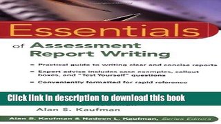 Download Book Essentials of Assessment Report Writing ebook textbooks