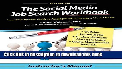 Download The Social Media Job Search Workbook: Instructor s Manual  Ebook Free