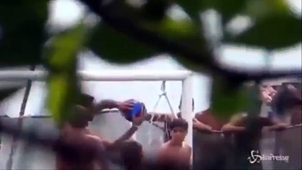 Italy hero Gianluigi Buffon spotted playing in goal for match between kids on vacation