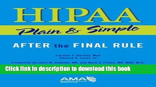Read HIPAA Plain and Simple  Ebook Free