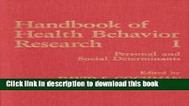 [PDF] Handbook of Health Behavior Research I: Personal and Social Determinants Download Online