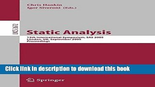 Read Static Analysis: 12th International Symposium, SAS 2005, London, UK, September 7-9, 2005,