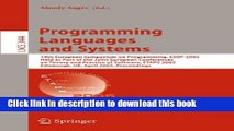 Read Programming Languages and Systems: 14th European Symposium on Programming, ESOP 2005, Held as