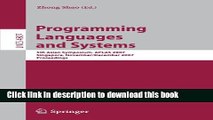 Read Programming Languages and Systems: 5th Asian Symposium, APLAS 2007, Singapore, November