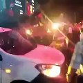 Turkish army tanks run over cars in middle of the roads in Istanbul