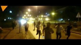 People fighting on roads in Turkey against coup