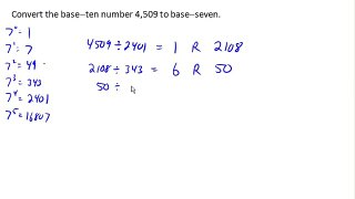 Converting base 10 to base 7 using remainder