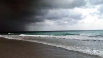 Miami beach Relaxing Ocean Sounds Waves before the rain.