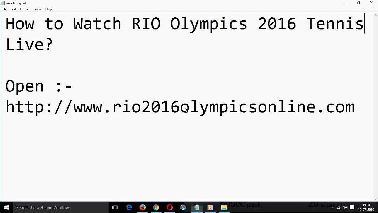 How to Watch RIO Olympics 2016 Tennis Live