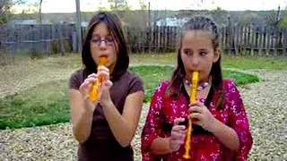 Arin and Annie play their Recorders 11 17 07