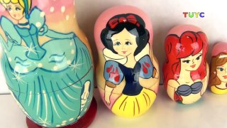 Disney Princess Nesting Matryoshka Doll Stacking Cup Surprise  Snow White Belle Aurora