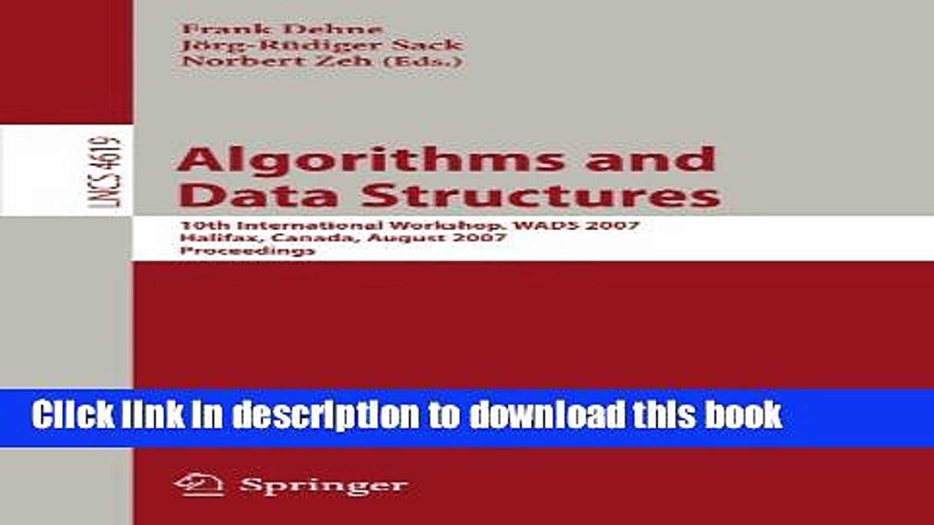 Read Algorithms and Data Structures: 10th International Workshop, WADS 2007, Halifax, Canada,