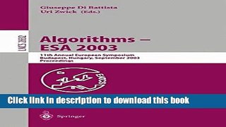 Read Algorithms - ESA 2003: 11th Annual European Symposium, Budapest, Hungary, September 16-19,