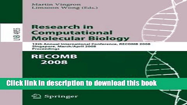 Download Research in Computational Molecular Biology: 12th Annual International Conference, RECOMB