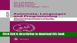 Download Automata, Languages and Programming: 30th International Colloquium, ICALP 2003,