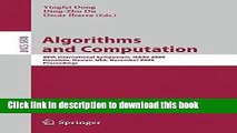 Read Algorithms and Computation: 20th International Symposium, ISAAC 2009, Honolulu, Hawaii, USA,