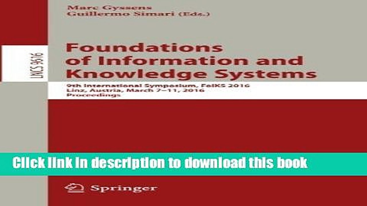 Download Foundations of Information and Knowledge Systems: 9th International Symposium, FoIKS