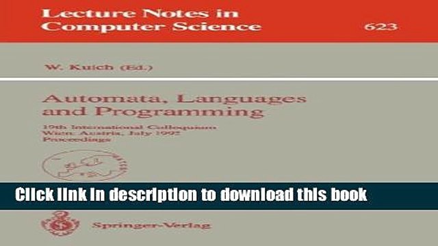 Read Automata, Languages and Programming: 19th International Colloquium, Wien, Austria, July