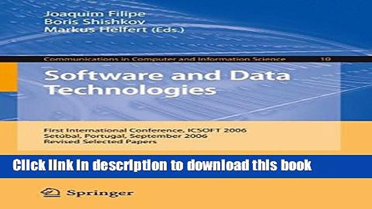 Read Software and Data Technologies: First International Conference, ICSOFT 2006, SetÃºbal,