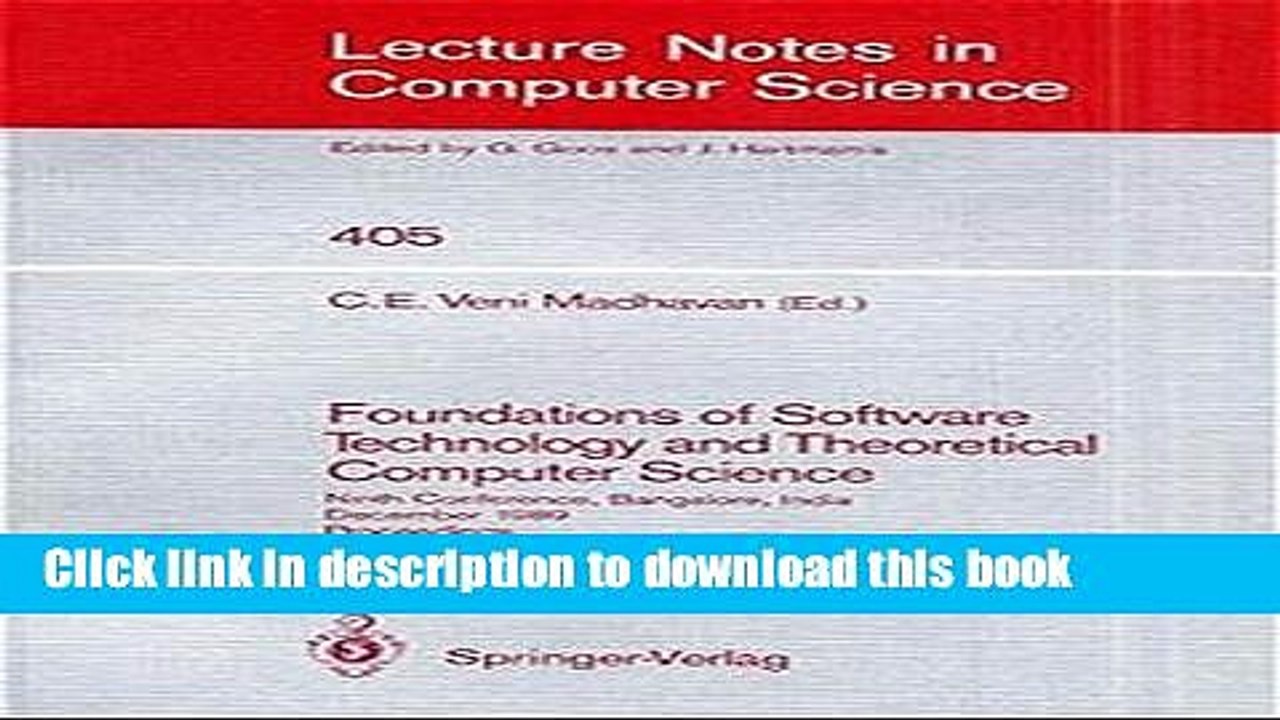 Read Foundations of Software Technology and Theoretical Computer Science: Ninth Conference,