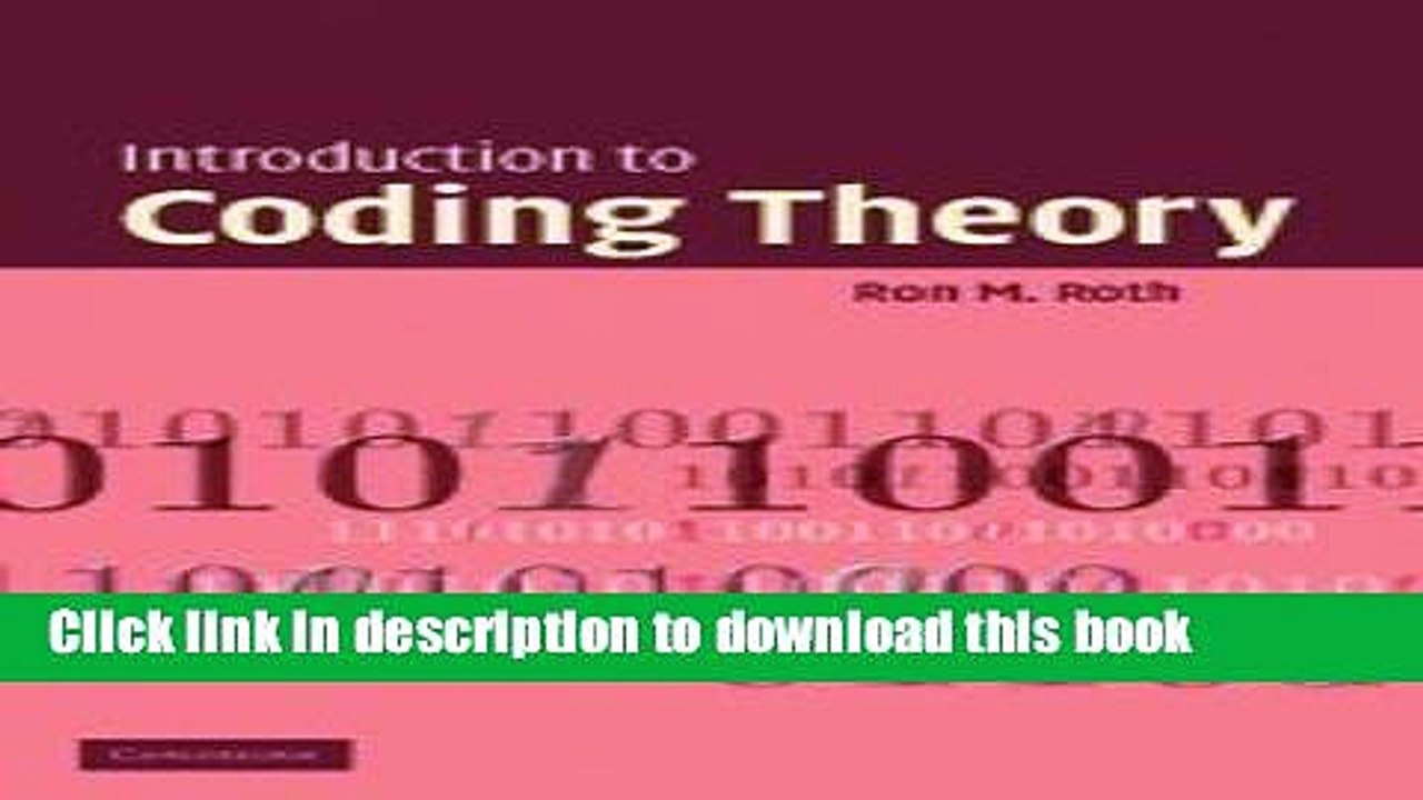 Download Introduction to Coding Theory Ebook Online